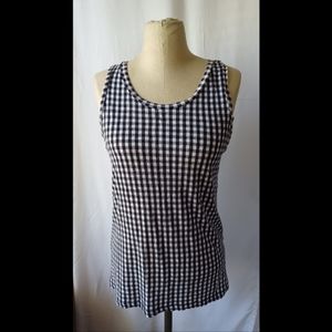 WHO WHAT WEAR black and white plaid tank top